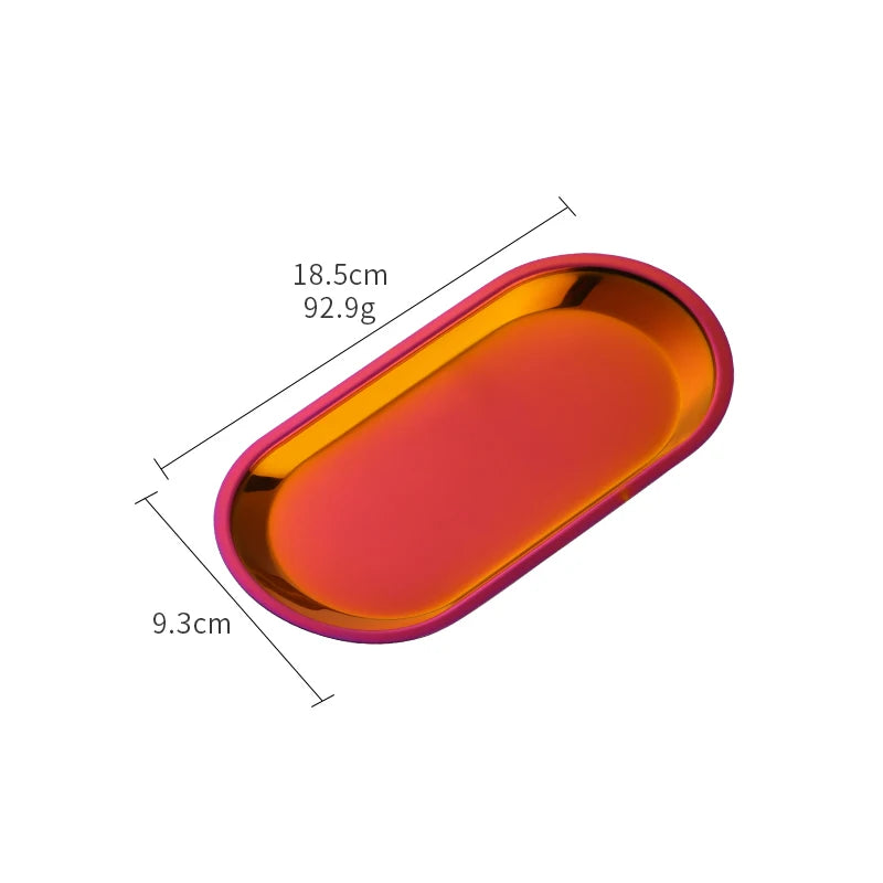 Nordic Style Oval Jewelry Storage Serving Tray Platter Stainless Steel Snack Tray Metal Storage Gold Decoration Home Organizer