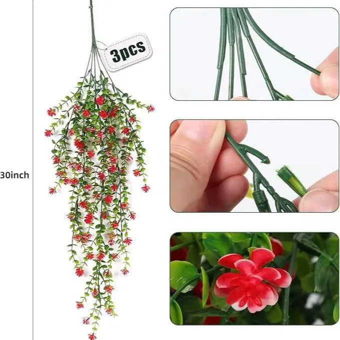 78CM Artificial Flower Eucalyptus Camellia Rattan Money Leaf Rose Wall Hanging Wedding Gardening Home Wedding Decoration