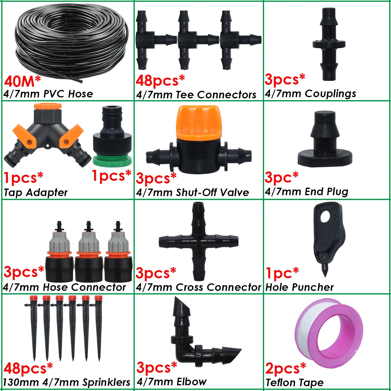 KESLA 1/4'' Hose Garden Micro Drip Irrigation Automatic Watering System Kit 13CM Sprinkler for Pot Flowers Vegetables Greenhouse