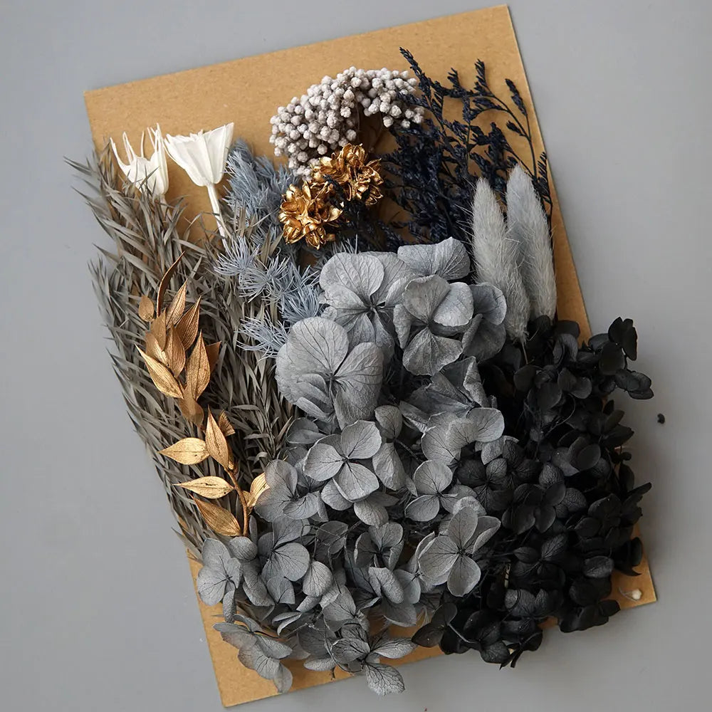 1 Pack Artificial Plants Dried Real Flowers Preserved Materials Epoxy Resin Candles DIY Floral Materials Hydrangea Set Flowers