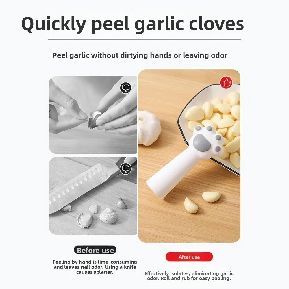 Creative Cat Claw Garlic Peeler Silicone Quick Garlic Roller Hand Peeling Tube Kitchen Gadgets