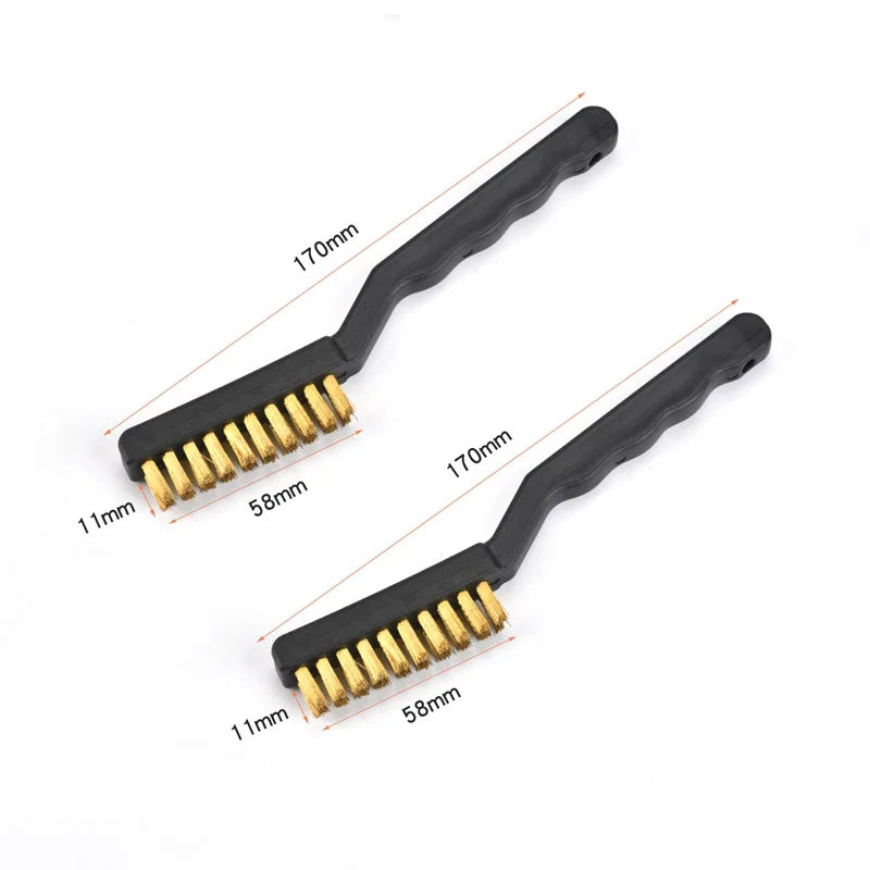 2pcs Wire Brushes Wire Brush and Copper Brush Stainless Rust Scrub Remove Cleaning Tools Mechanical Parts Cleaning Accessories