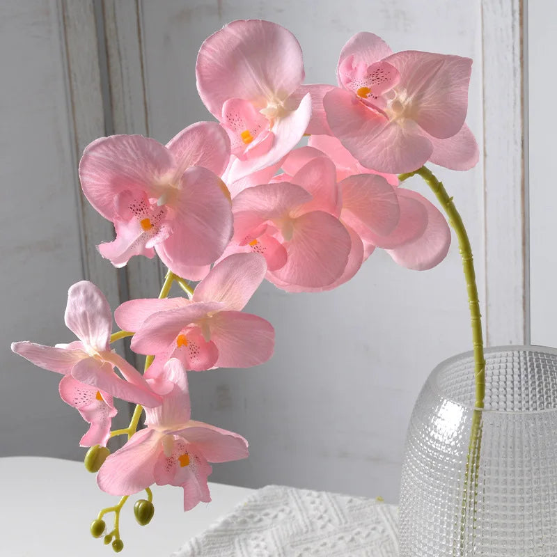 2pc 36cm Phalaenopsis Silk Cloth Artificial Flower Glue Feel 9 Orchid Flower Arrangement Bonsai Material Home Desktop Decoration