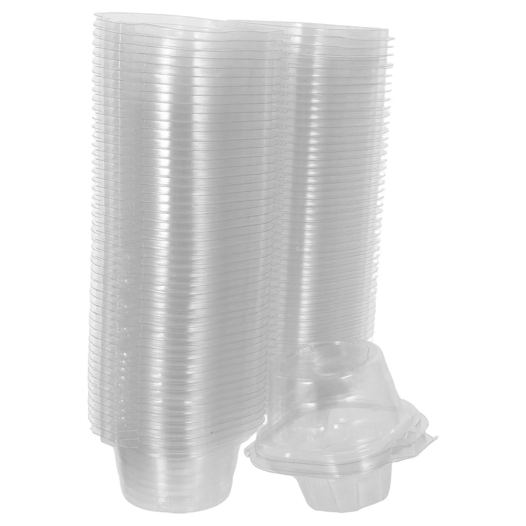 50Pcs Individual Cupcake Containers Clear Plastic Dome Lid Stackable Boxes Cake Carrier for Weddings Parties Events