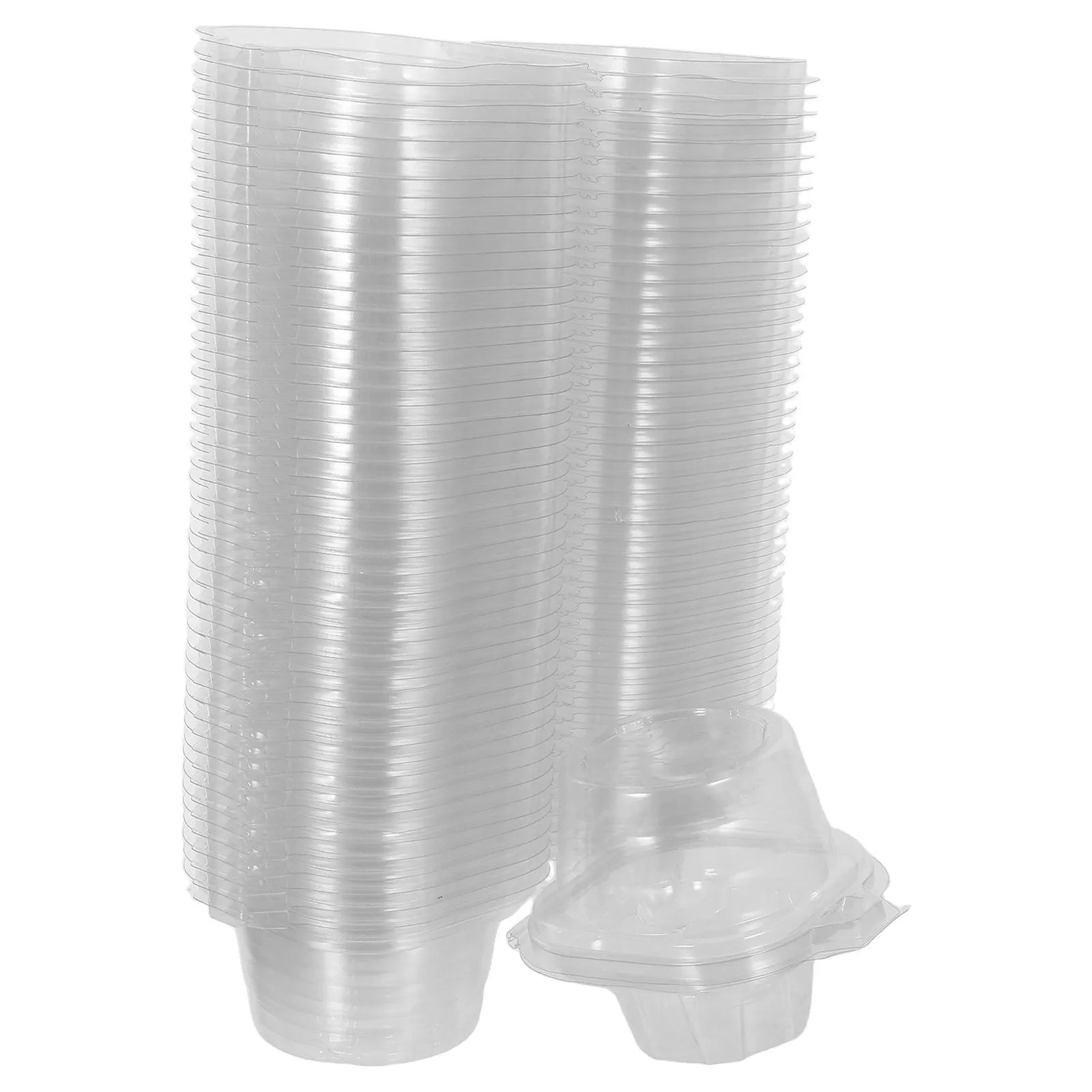 50Pcs Individual Cupcake Containers Clear Plastic Dome Lid Stackable Boxes Cake Carrier for Weddings Parties Events