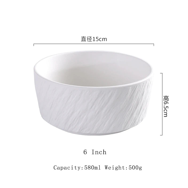 Ceramic Rice Bowls Household 6 Inch Stone Pattern Underglaze Colour Solid Dining Tableware Japanese New Round Breakfast Bowl