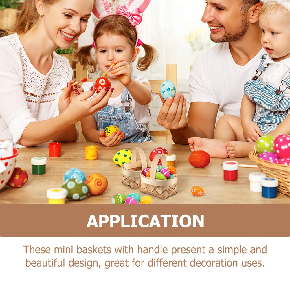 8pcs Mini Wooden Baskets Handwoven Lightweight Tiny Wicker Basket for Wedding Plant Pot nament Easter Fruit