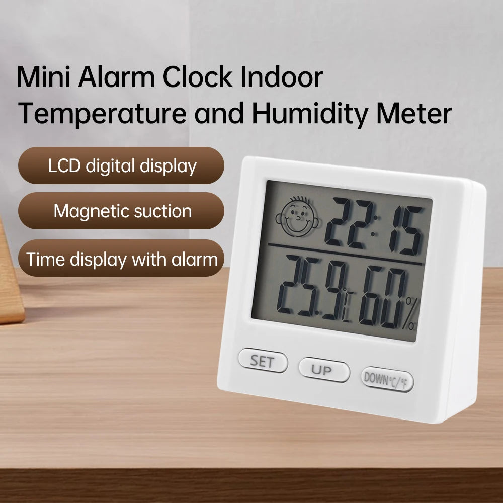 LCD Digital Clock Thermometer Hygrometer Sensor Gauge Weather Station Digital Home Indoor Temperature Humidity Meter Desk Clock