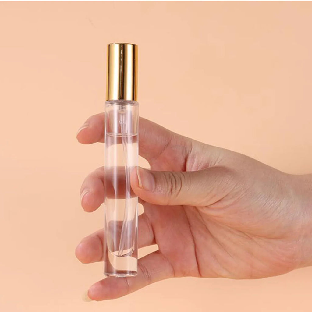 3X 10X 10ML Clear Round Thick Glass Perfume Oil Bottles Spray Atomizer Empty Sample Vial Refillable Sprayer Flacon High Grade