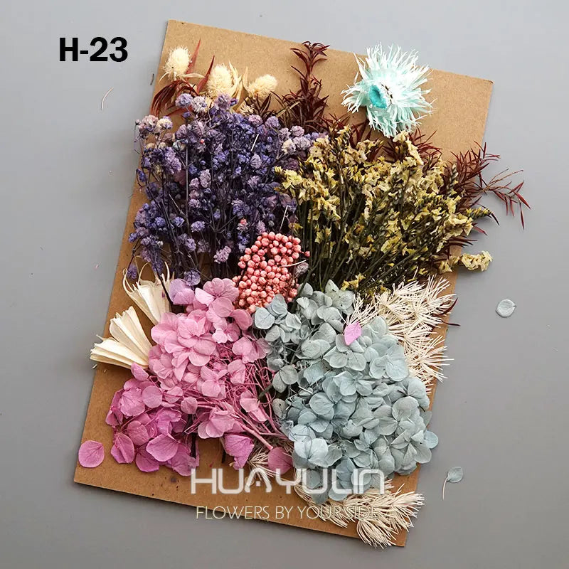 1 Pack Artificial Plants Dried Real Flowers Preserved Materials Epoxy Resin Candles DIY Floral Materials Hydrangea Set Flowers