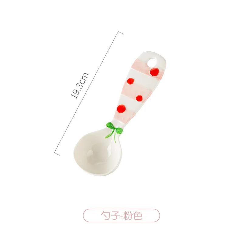 ‌Cute Apple Elephant Ramen Bowl-Microwave Safe Ceramic Tableware Set Cartoon Rice Noodle Dish Gift for New Home Pink Kitchenware