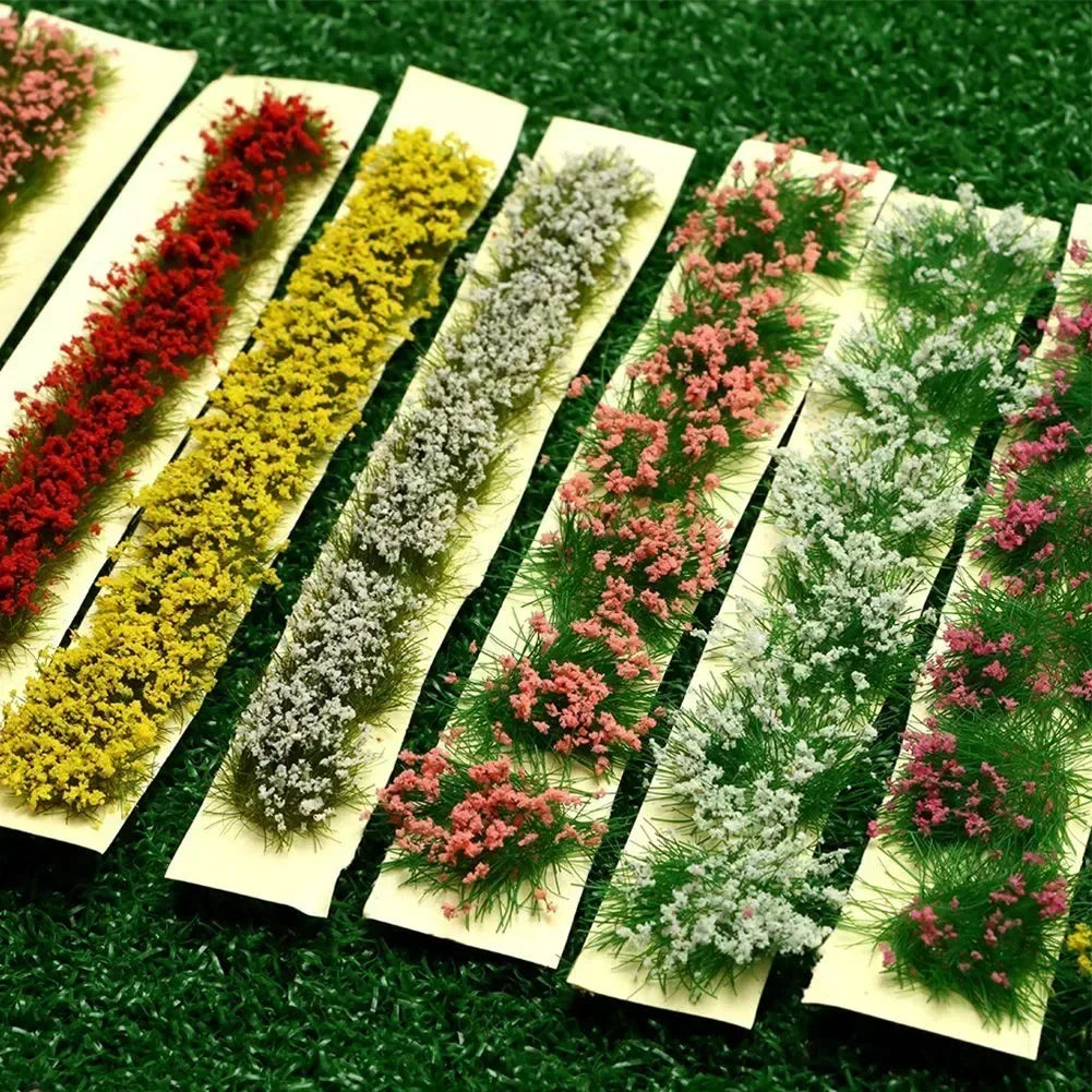 Simulation Miniature Flowers Grass Tufts Model For HO Train Railway Building Garden Scene Decoration Materials Diorama Kits