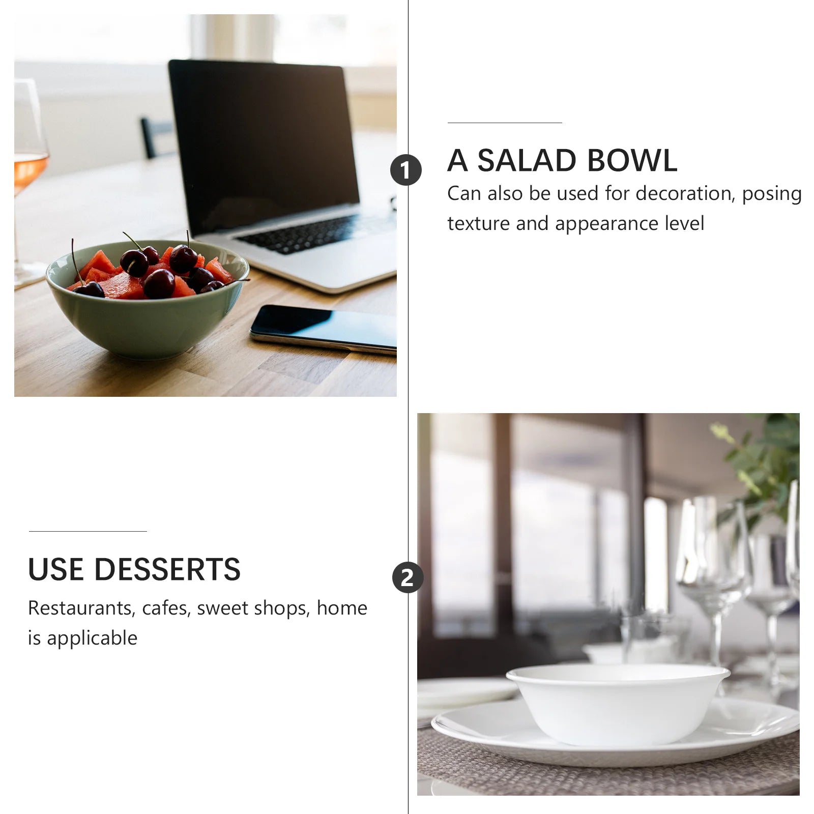 1Pcs Glass Salad Bowl Clear Transparent Decorative Food Serving Bowl Party Household Kitchen Tableware Fruit Dessert Container