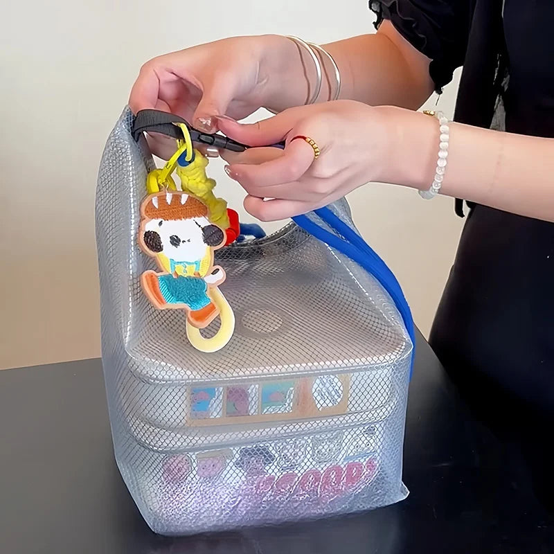 Durable Transparent Lunch Box Bag Waterproof Dirt Resistant Handheld Storage Bag Dstring Bag High Aesthetic Value