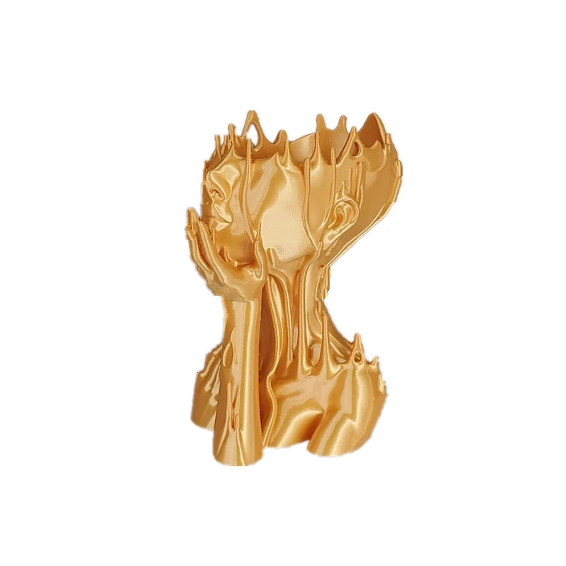 MELTED GIRL Planter Succulent Plant Flower Pot Resin Container With Drain Holes Flowerpot Figure Garden Decor Tabletop Ornament