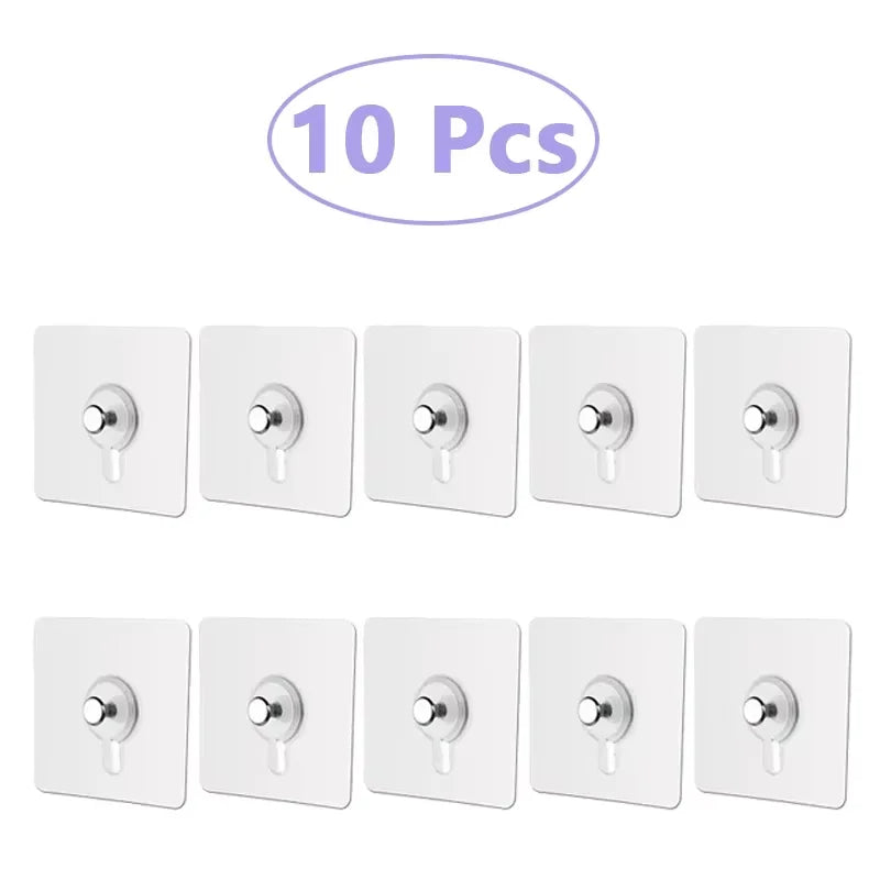 10/20 Pcs Adhesive Wall-Mounted Hooks Poster Photo Frame Clock Hangers Punch Free Screw Hook Kitchen Bathroom Organizer Holders