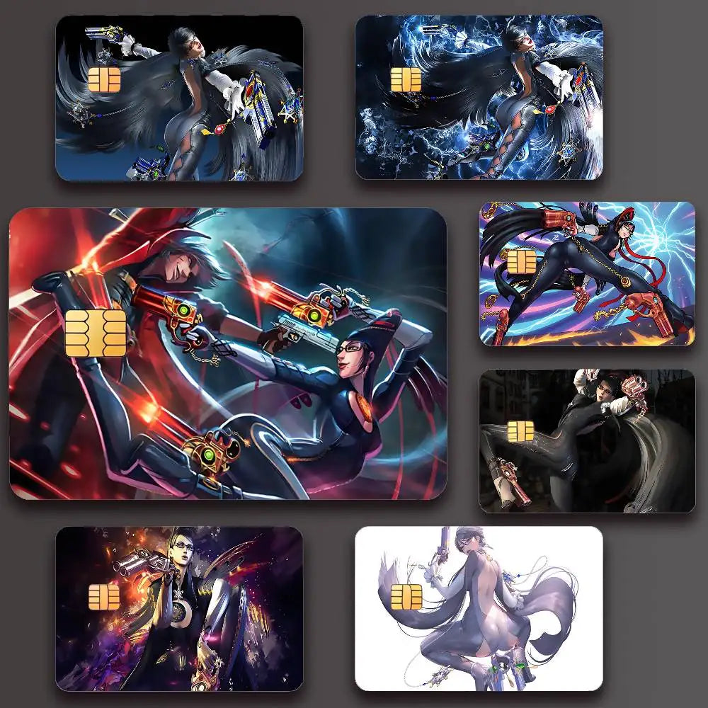 ANINME B-Bayonetta Poster Credit Skin Cover Card Stickers 4PCS Film Bus Pass Front Decoration Bank Debit Waterproof