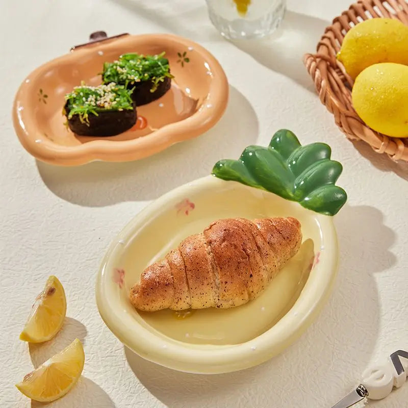 Cute Ceramic Fruit Dessert Plate, Cake  Ceramic Bowl , Snack Dim Sum Plate, Dinner Plate, Cartoon Strawberry Plate
