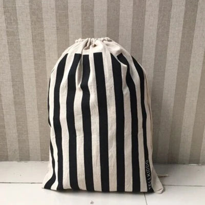 Linen Cotton Laundry Bag Animal Stripe Drawstring Backpack Cartoon Toy Storage Bag Drawstring Dirty Clothes Bag Organizer Pouch