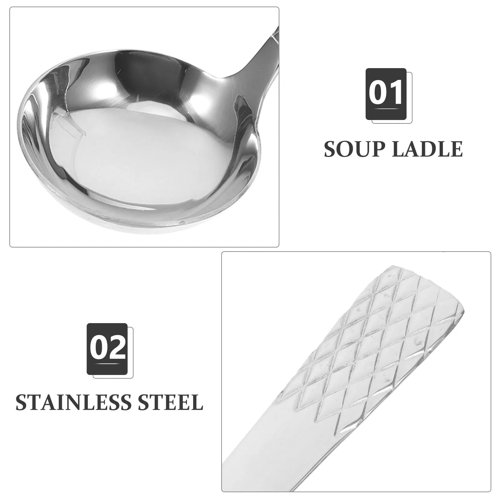 Stainless Steel Soup Spoon Thickened Sauce Ladle Multifunctional Hot Pot Cooking Serving Kitchen Tool Elegant Appearance