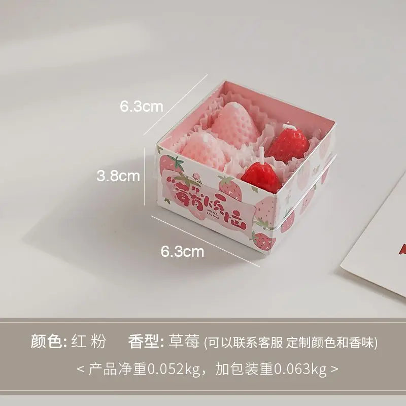 Red Pink Strawberry Scented Candle Gift Box Room Fragrance Ornament Girlfriend Souvenir Photo Props Aromatherapy Candles