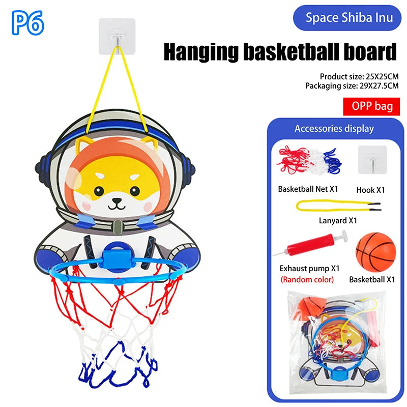 Kids Adjustable Basketball Stands Cute Cartoon Animals Shape Shooting Basket Indoor Outdoor Sport Training Board Game Children