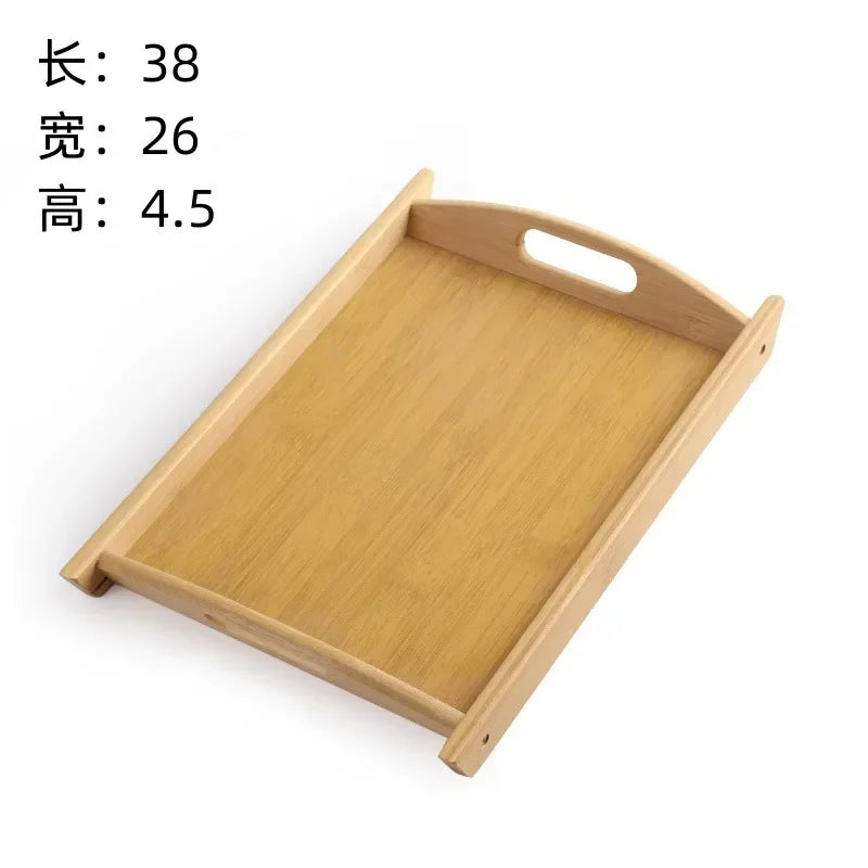 Wooden Bamboo Tray - Rectangular Serving Platter for Home & BBQ | Portable Tray for Bread & Pastries | Eco-Friendly Dining Plate