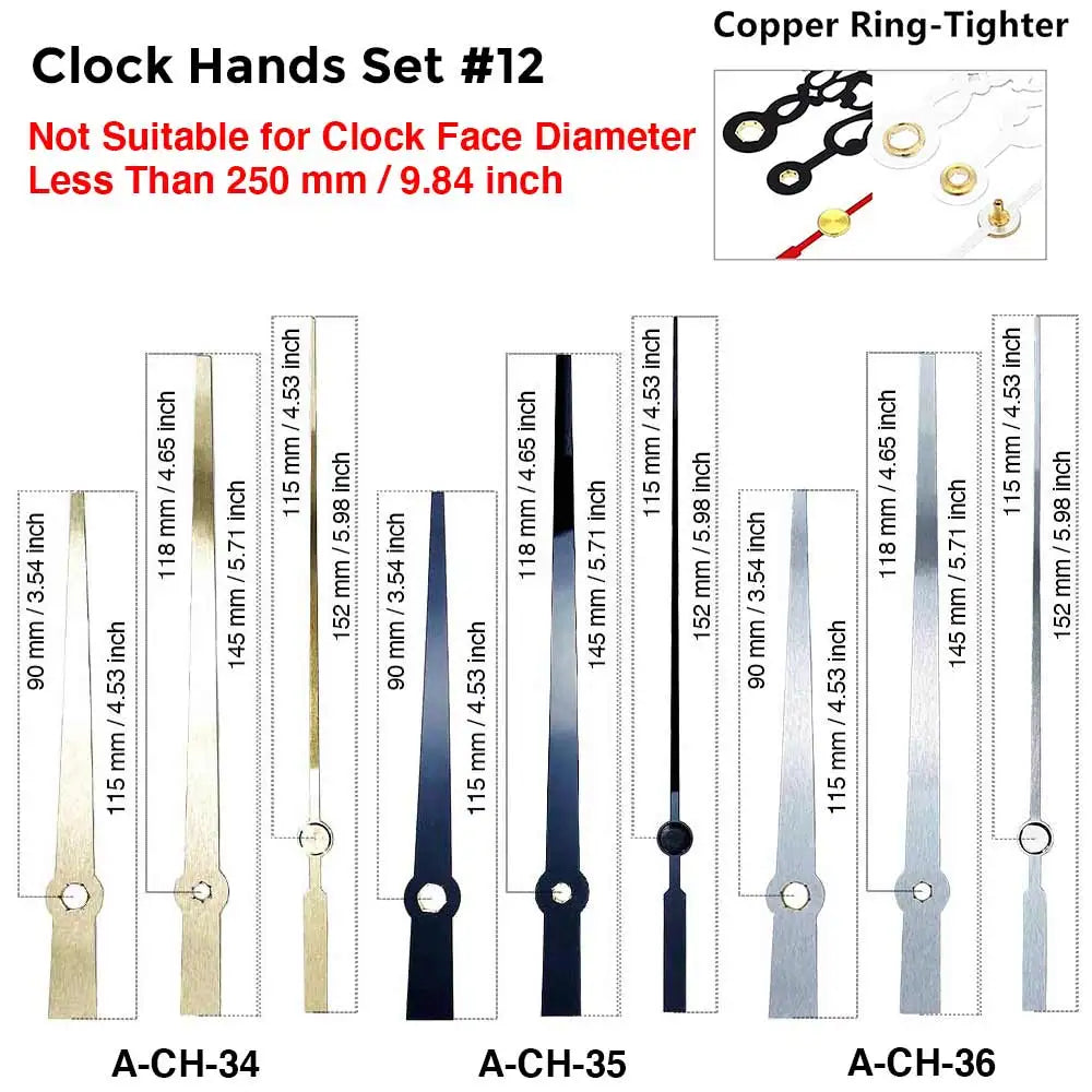 MCDFL Clock Mechanism Silent Quartz Movement Machine Wall Hands Pointer Set Clockwork Table Long Shaft DIY Watches Repair Parts