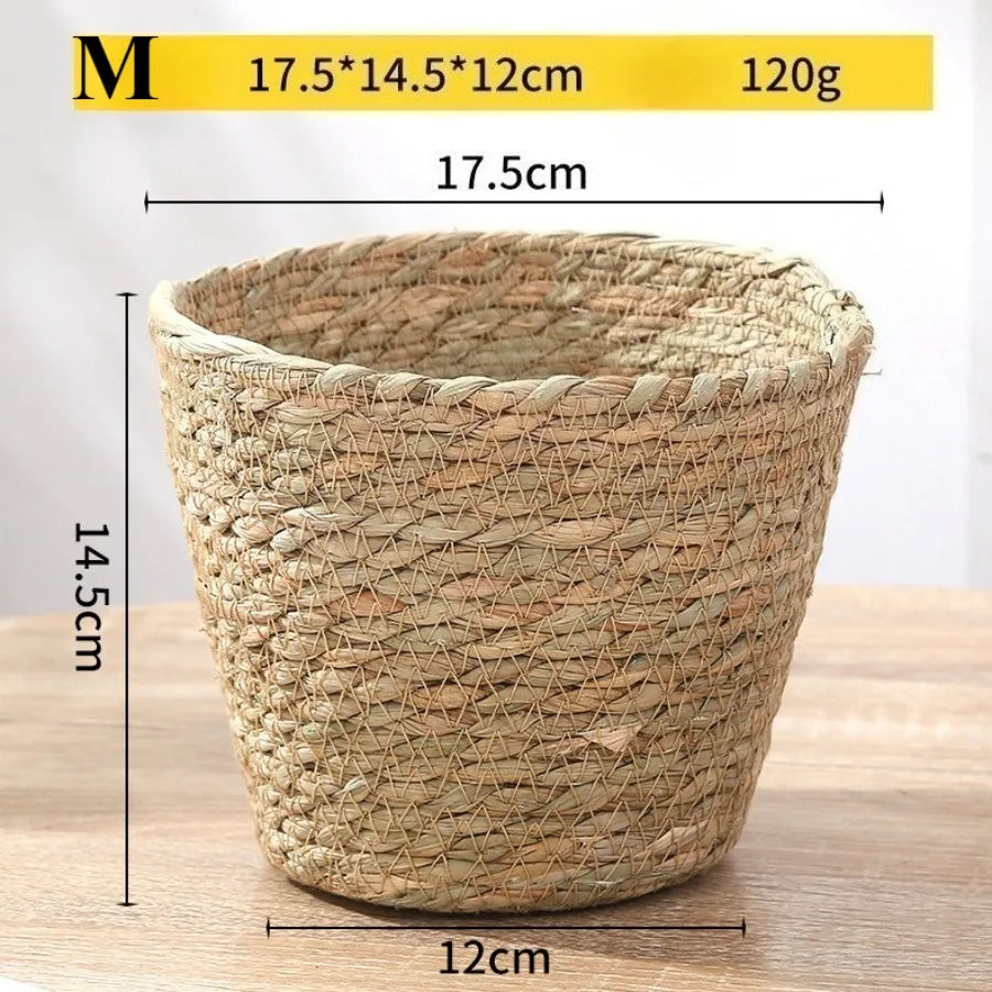 Woven Grass Flower Plant Pot Basket Planter Basket Indoor Outdoor Flower Pot Garden Decorative Flower Plants Basket Storage Use