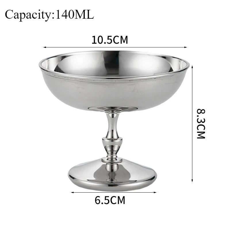 Ice Cream Cup Stainless Steel 304 Serving Dessert Bowl Cups Sauce Bowls Mini Round Footed Yogurt Snack Candy Cup for Salad Fruit