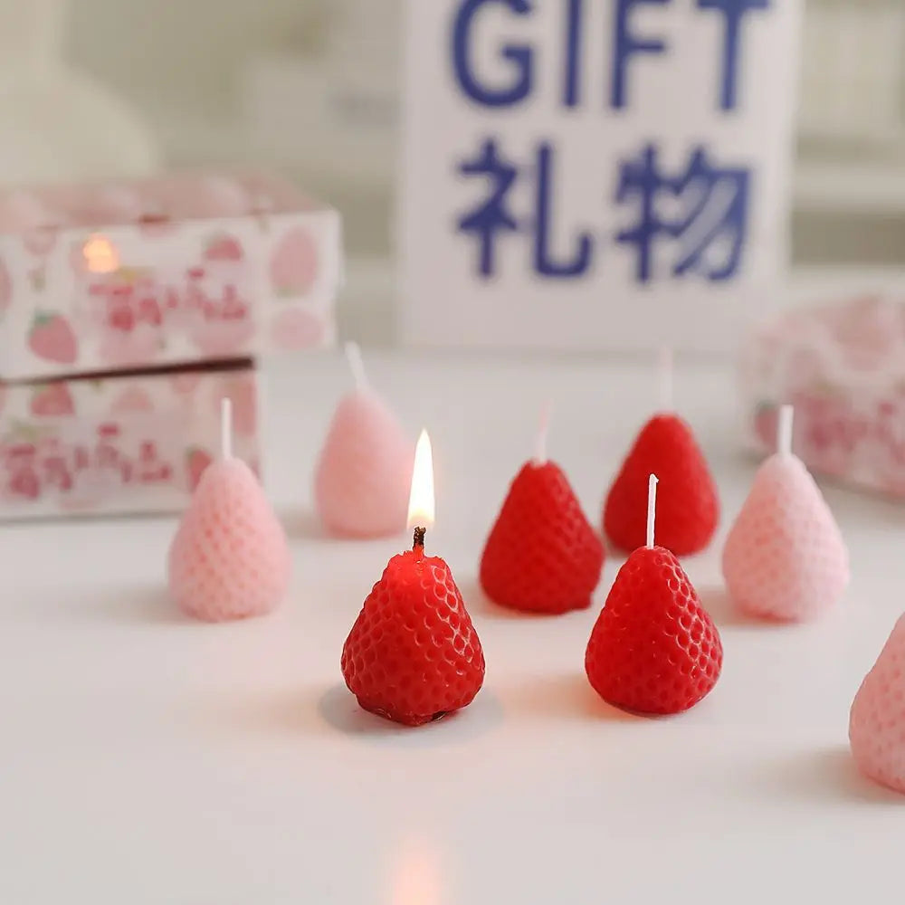Red Pink Strawberry Scented Candle Gift Box Room Fragrance Ornament Girlfriend Souvenir Photo Props Aromatherapy Candles