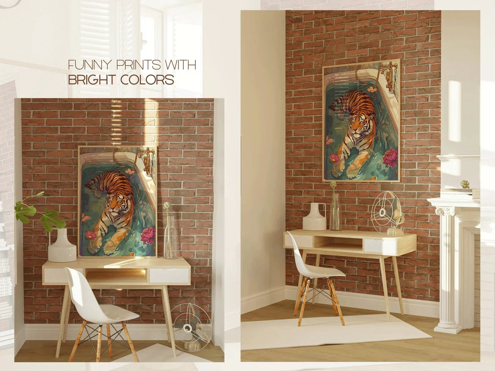 Maximalist wall art, Printable eclectic wall art, Feminist Wall Decor, Digital wall art, Colorful Poster, Trendy Tiger , Digital