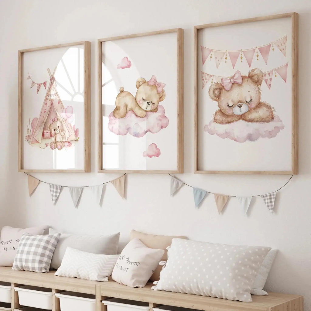 Pink Dream Bear Carousel Tent Swing Wall Art Prints Canvas Painting Poster Picture For Living Bedroom Kids Room Home Decor