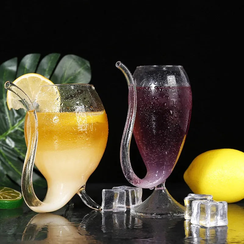 HOT SALE Wine Whiskey Glass Heat Resistant Sucking Juice Milk Drinking Tube Straw Cup creative wine glass high quality glass cup