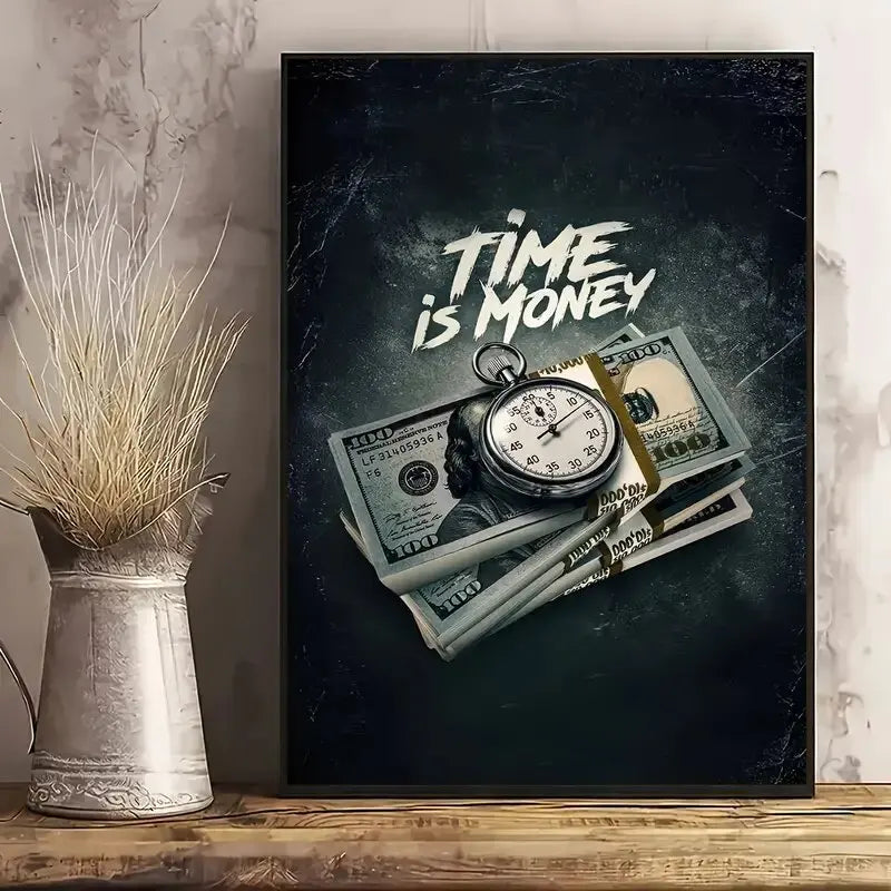 Time is Money Printed canvas painting - Wall art home decoration, suitable for home and office