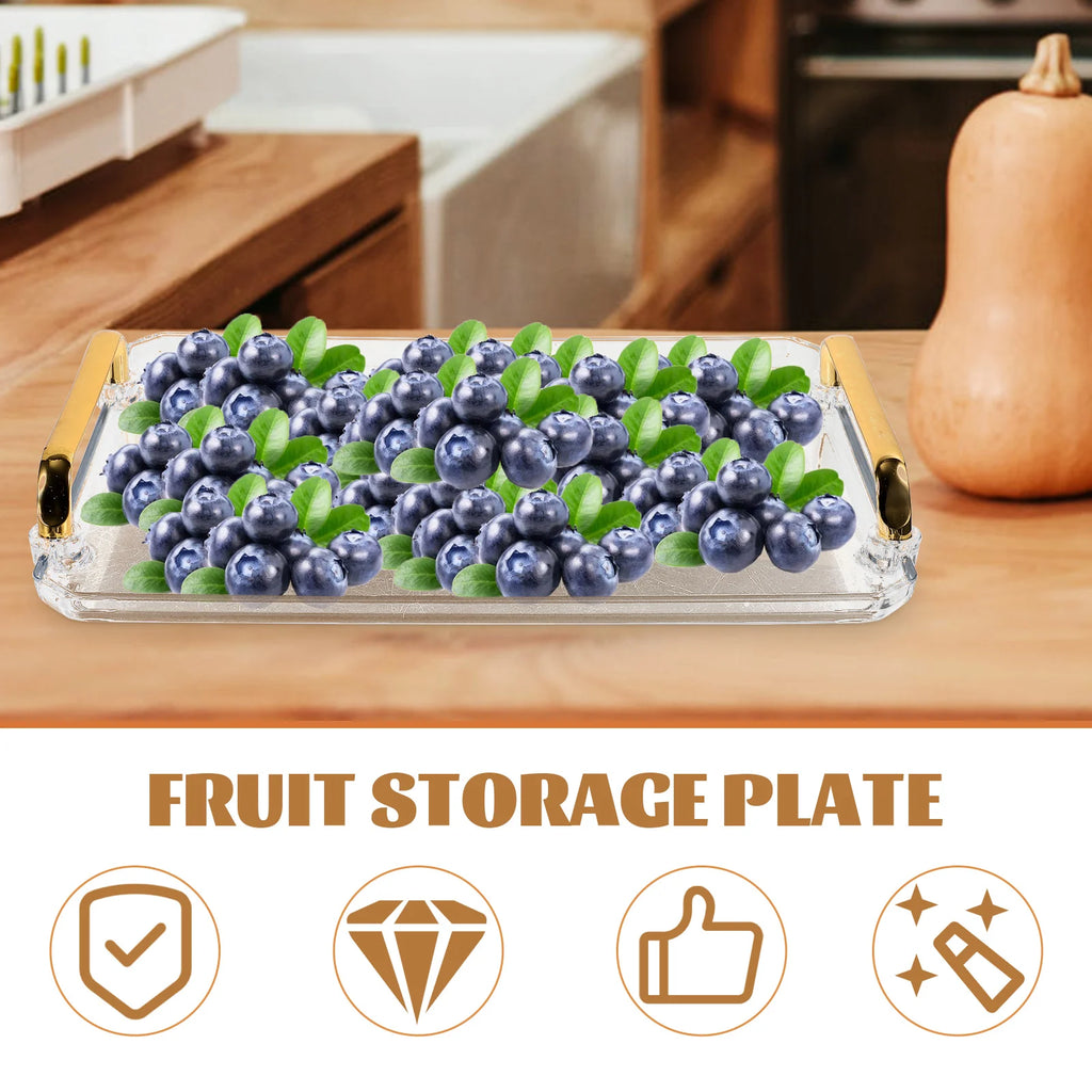 Rectangle Tray Transparent Small Storage Serving Tray for Coffee Tea Party Dessert Snacks Fruit Accessories Daily Use Household