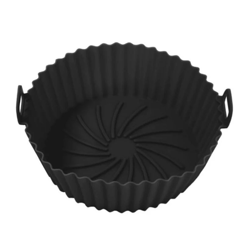 1Pcs Silicone Air Fryer Oven Baking Tray Pizza Fried Chicken Basket Pad Air-fryer Pot Food Plate Reusable Airfryer Pan Liner