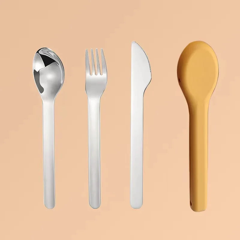 3-Piece Portable Flatware Pocket Utensils Set  Fork Spoon Knife Set with Case for Lunch Travel Camping School Work Picnics