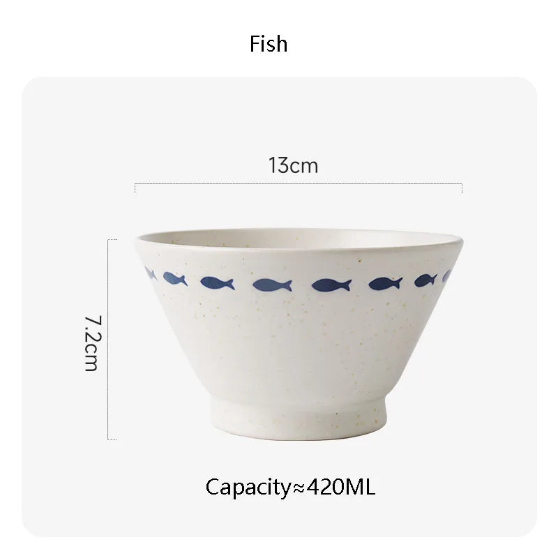 Cute Animal Pattern 5inches Rice Bowl Splash Ink Round Ceramic Bowls Household Casual Fruit  Salad Yogurt Serving Tableware