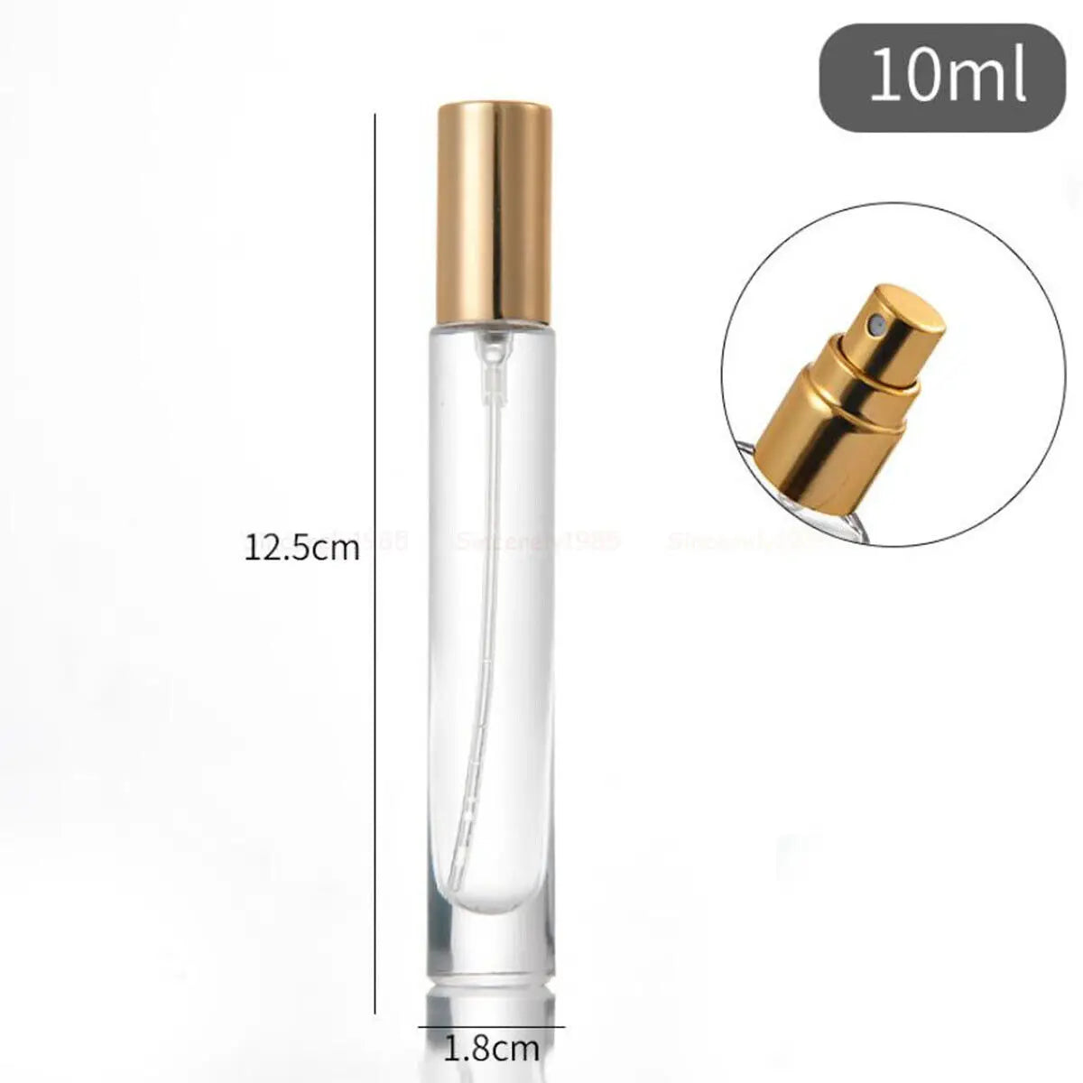 3X 10X 10ML Clear Round Thick Glass Perfume Oil Bottles Spray Atomizer Empty Sample Vial Refillable Sprayer Flacon High Grade