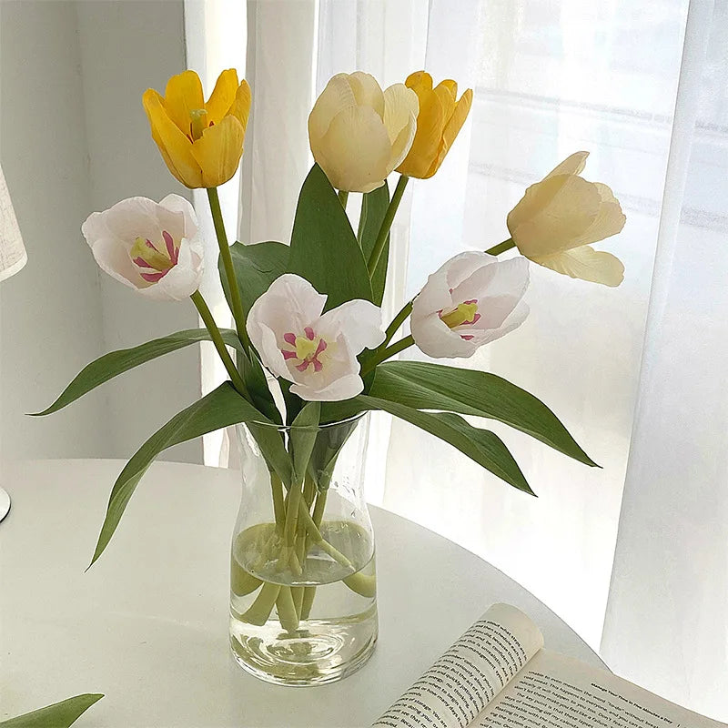 36CM Artificial Tulip with Moisturizing Texture Silk Flower Home Living Room Decoration Ornaments Photography Props