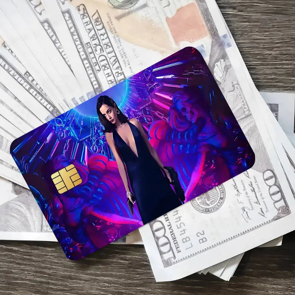 Action Crime MOVIE Ballerina Poster Credit Skin Cover Card Stickers 4PCS Film Bus Pass Front Decoration Bank Debit Waterproof