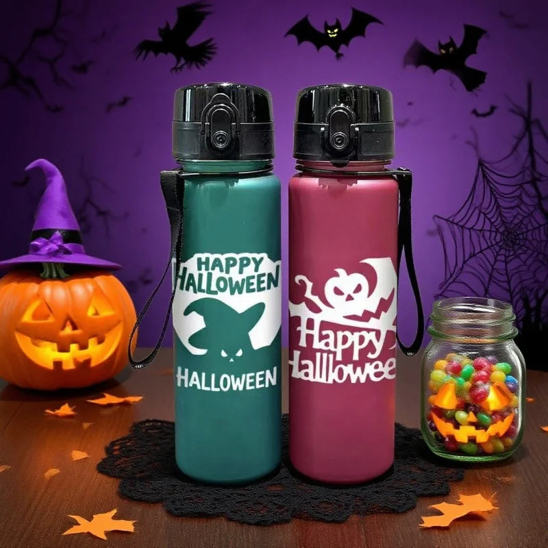 3D Printed Matte Finish Halloween-themed water bottle 650ML with a large capacity, PVC-Free, Leak-Proof，Perfect for Holidays