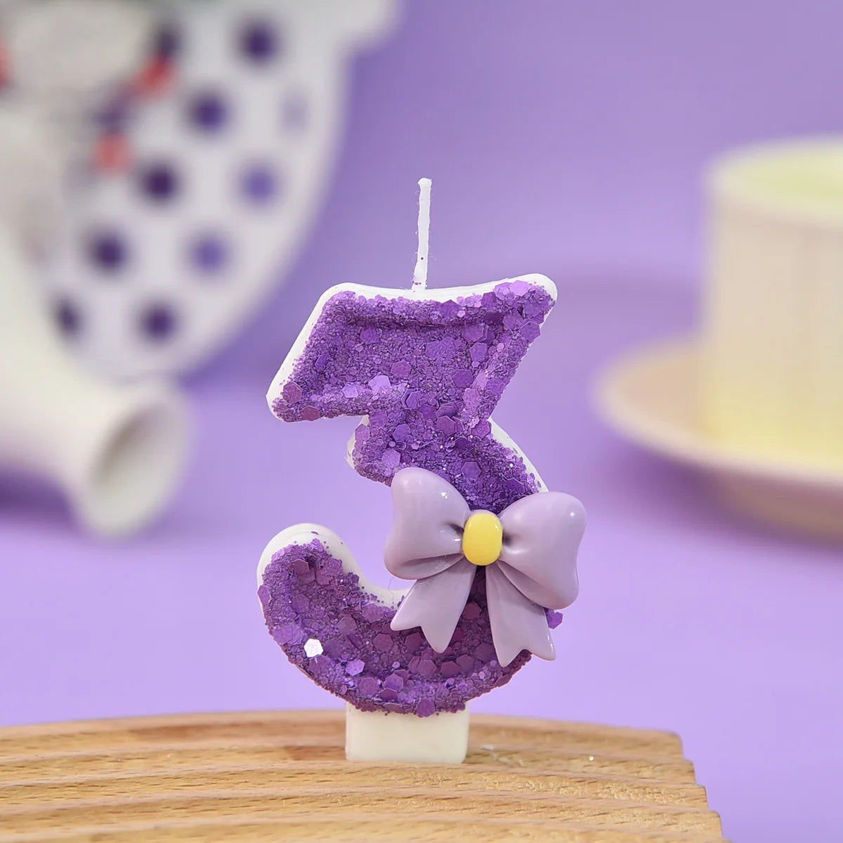 Purple Birthday Candles. Bow Number Candles. Birthday Cake Decoration, First Birthday Party Candles, Princess Butterfly