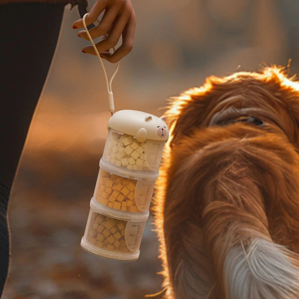 Airtight Outdoor Dog Treat Jar Multi Layers Dog Treat Portable Pet Food Container Stackable Cookie-Jar for Outdoor Walking