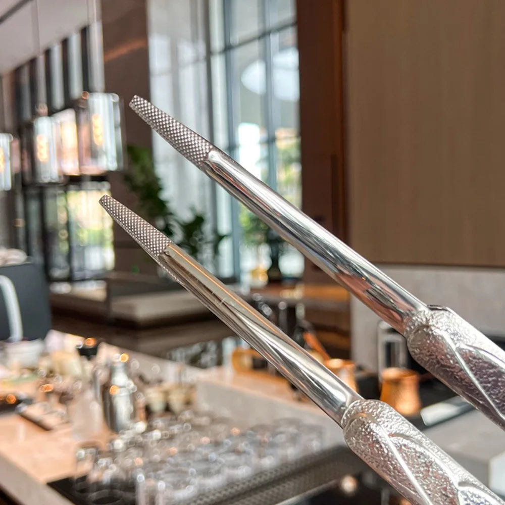 BBQ Tools Crane Shape Kitchen Food Tongs Anti-slip Tipped 304 Stainless Steel Barbecue Clip Extended Meat Clamp Hotel