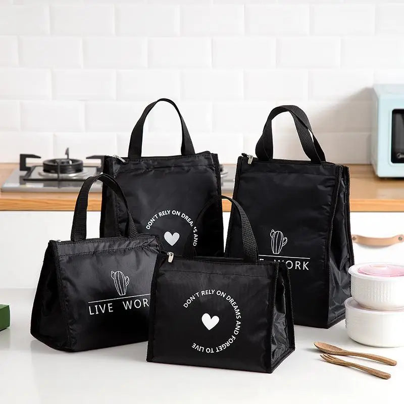 Simple Style Heart Pattern Insulated Lunch Bag Durable Bento Pouch Thermal Lunch Box Tote Cooler Bag Lunch Container