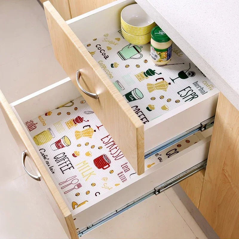 1 Roll Can Cut Table Mat Drawers Cabinet Shelf Liners Cartoon Cupboard Placemat Waterproof Oil Thickened Kitchen Stickers