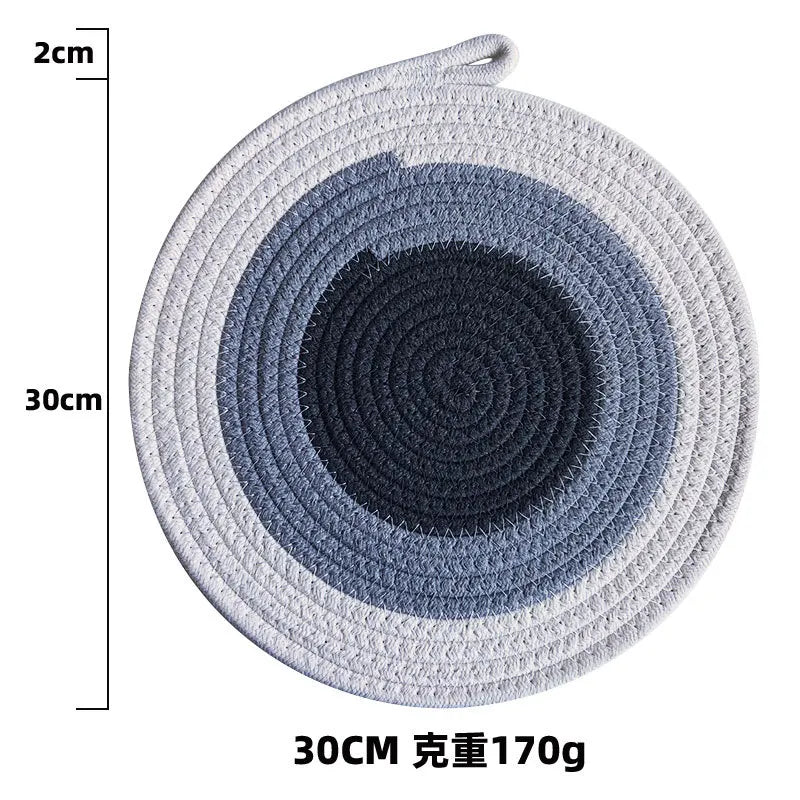 Colored Placemat Pastoral Style Thickened Insulation Cotton Linen Woven Table Mat Heat Resistant Anti Scalding Sand Pot Cup Mat