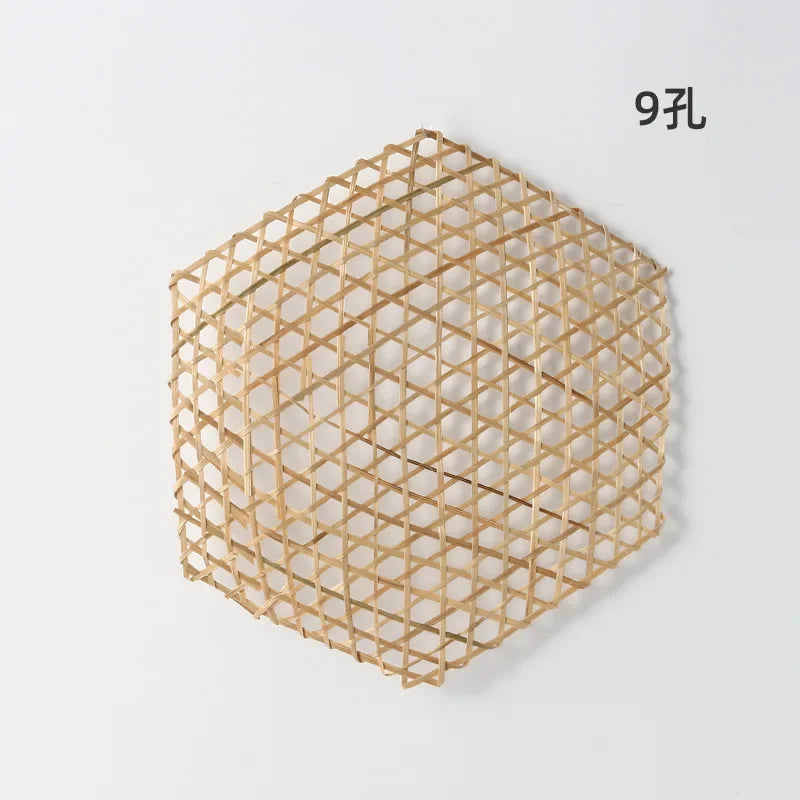 Hand Made Bamboo Mesh Steamer Mat Plate Sushi Food Meat Decorate Woven Table Mat Vegetables Bread Folding Basket Liners Rack